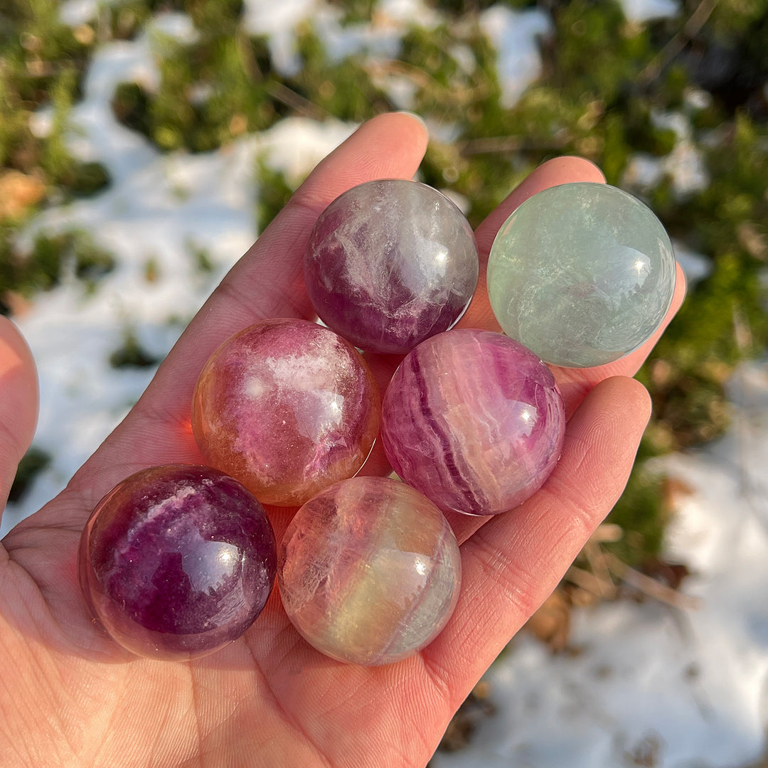 Natural Crystal Candy Fluorite Sphere