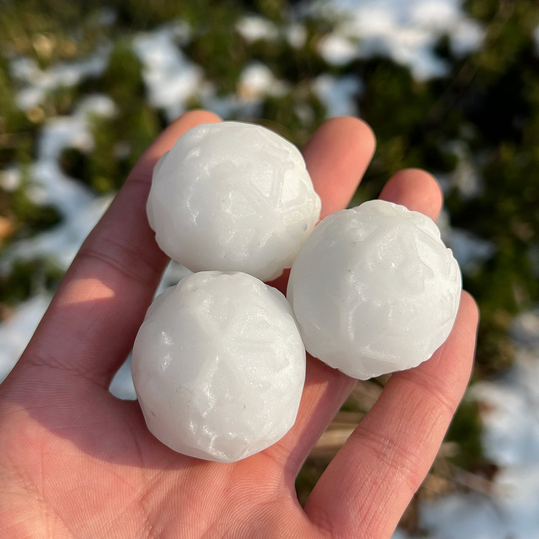 Natural Crystal White Jade Weather-Themed Snowball
