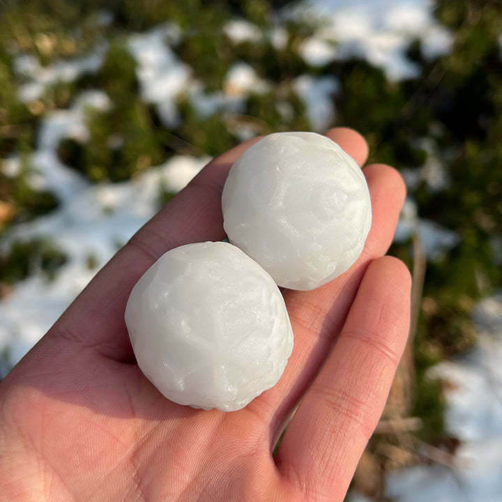 Natural Crystal White Jade Weather-Themed Snowball