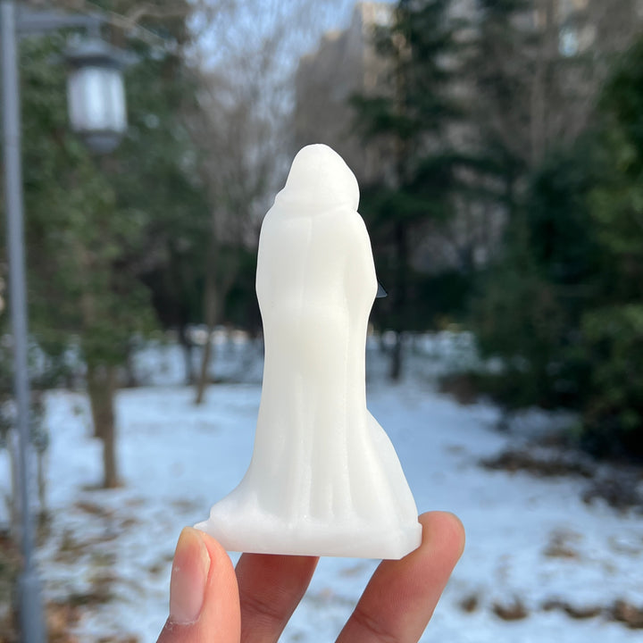 Natural White Jade Reading Reaper Carving