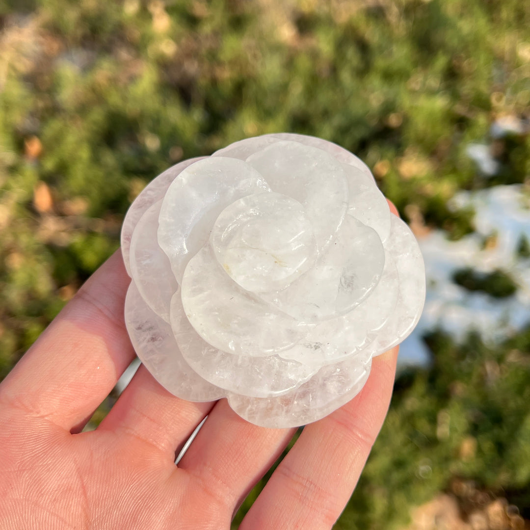 Natural Full-Bloom Rose Flower Carving