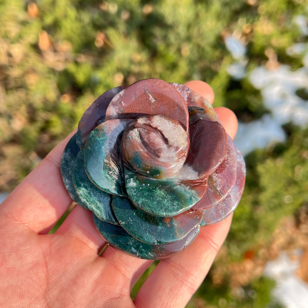 Natural Full-Bloom Rose Flower Carving