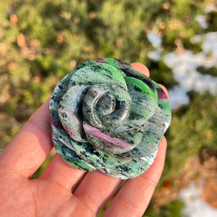 Natural Full-Bloom Rose Flower Carving