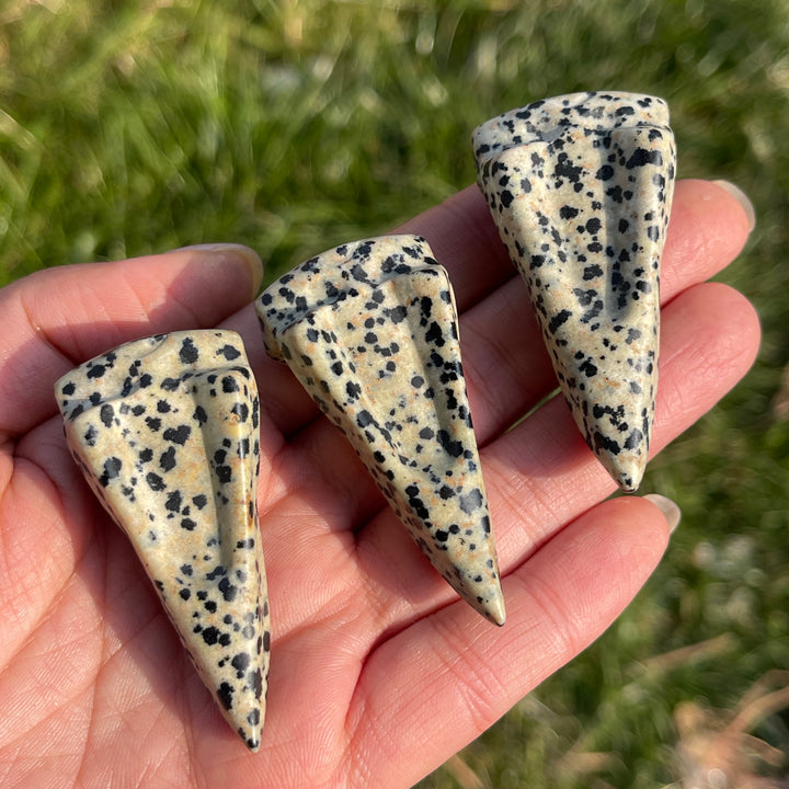 Natural Dalmatian Jasper Crow Skull