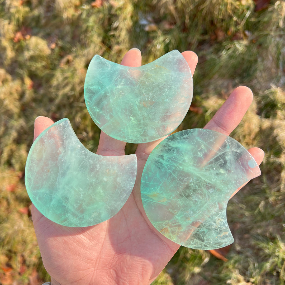 Imperfect,Natural Green Fluorite Moon