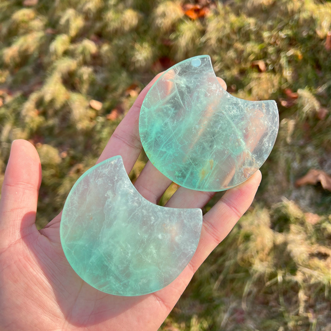 Imperfect,Natural Green Fluorite Moon