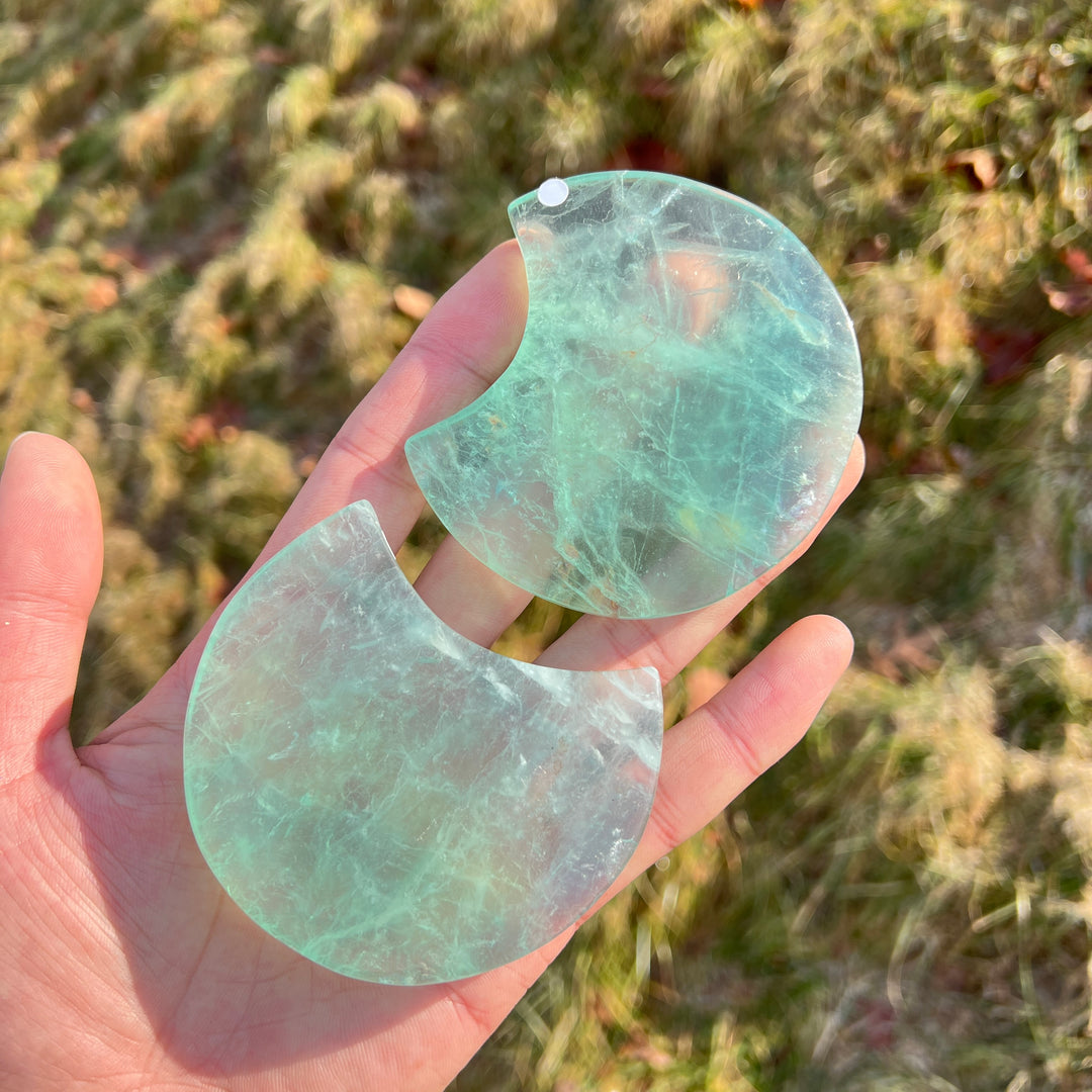 Imperfect,Natural Green Fluorite Moon