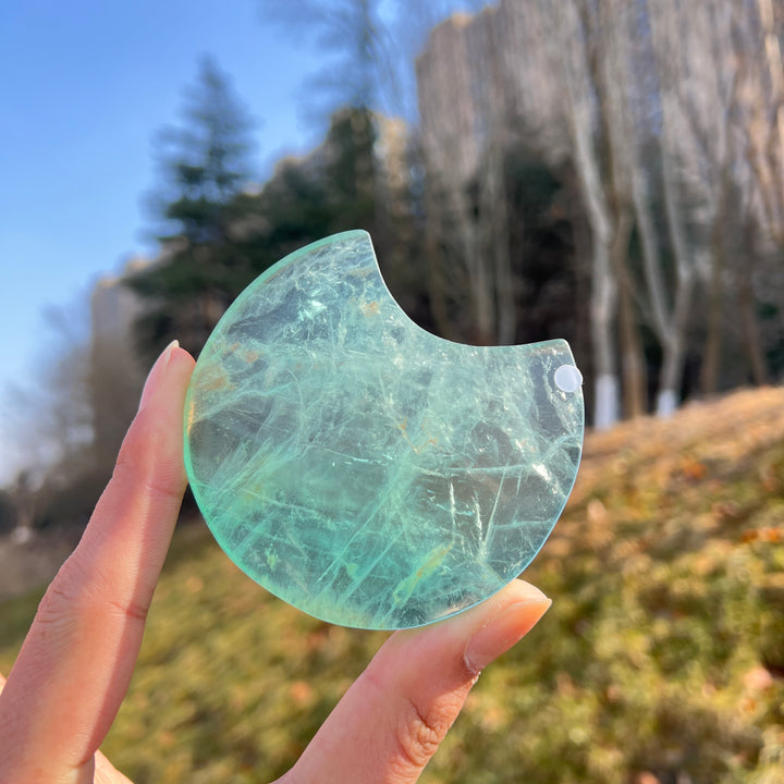 Imperfect,Natural Green Fluorite Moon