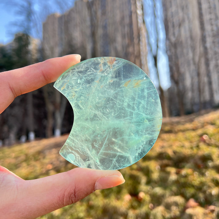 Imperfect,Natural Green Fluorite Moon