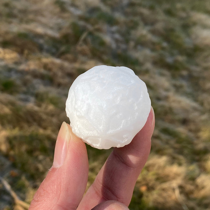 Natural Crystal White Jade Weather-Themed Snowball