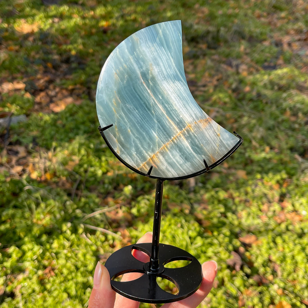 Unique,Natural Lemurian Aquatine Calcite Moon