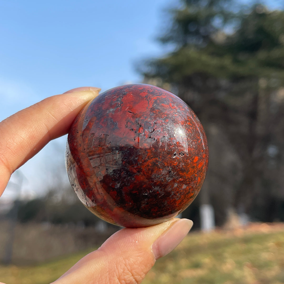 Natural Crystal Chicken Blood Stone Sphere
