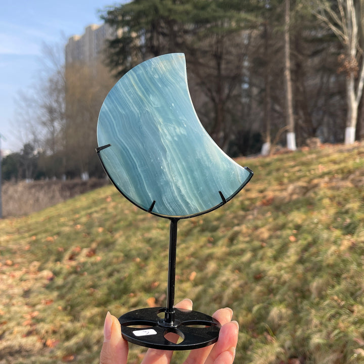 Unique,Natural Lemurian Aquatine Calcite Moon