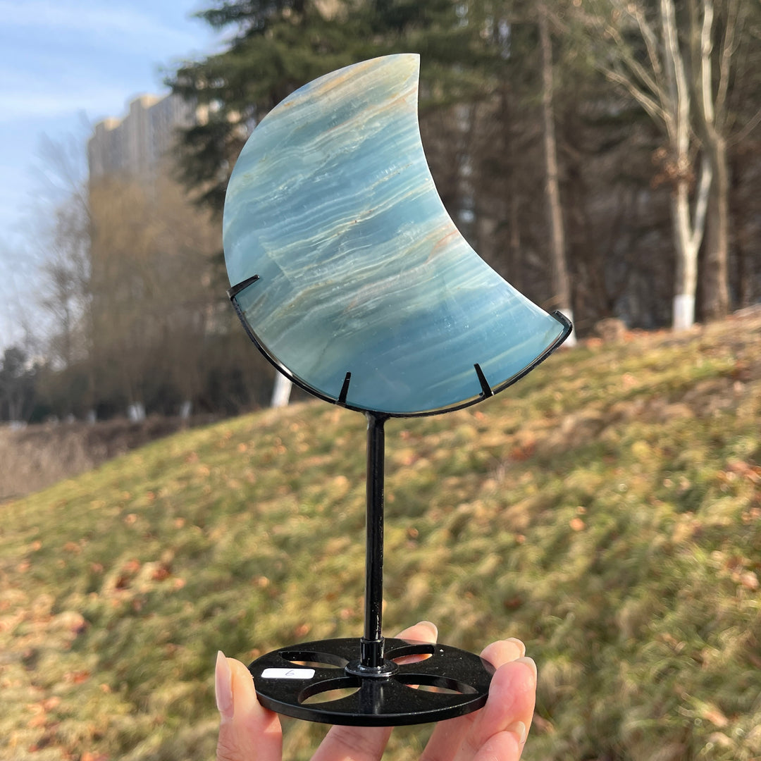 Unique,Natural Lemurian Aquatine Calcite Moon