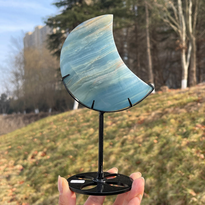 Unique,Natural Lemurian Aquatine Calcite Moon