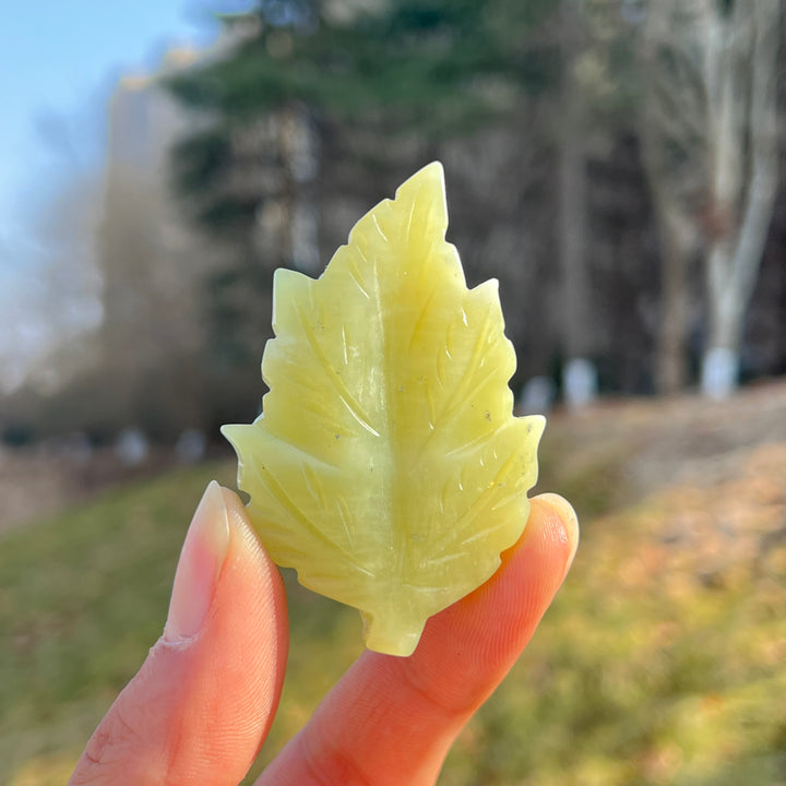 Natural Crystal Carving Colorful Leaf