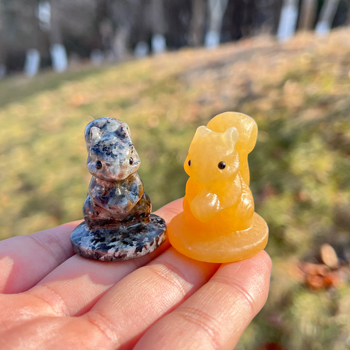 Natural Crystal Holding Pinecone Squirrel