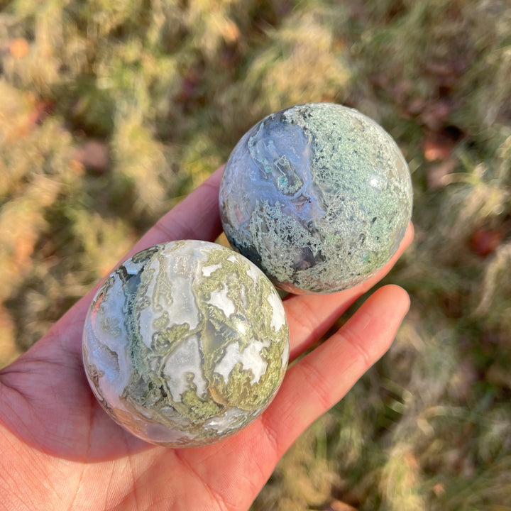 Natural Crystal Moss Agate Sphere
