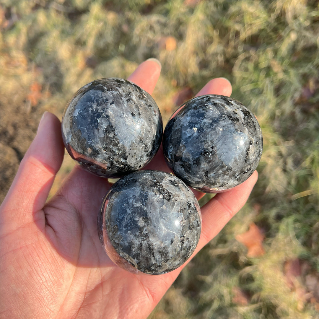 Natural Crystal Larvikite Sphere
