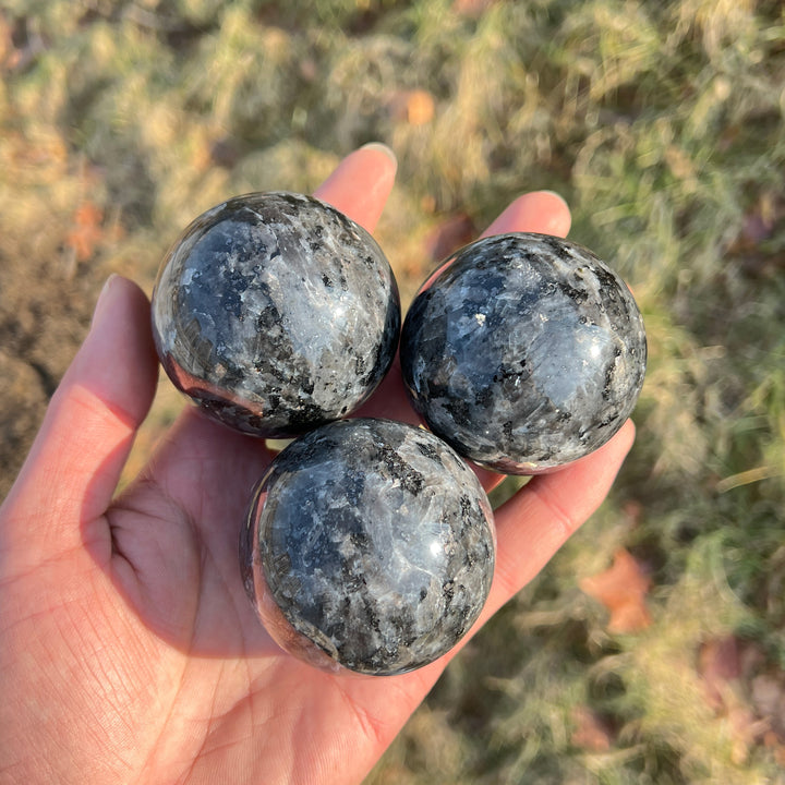 Natural Crystal Larvikite Sphere
