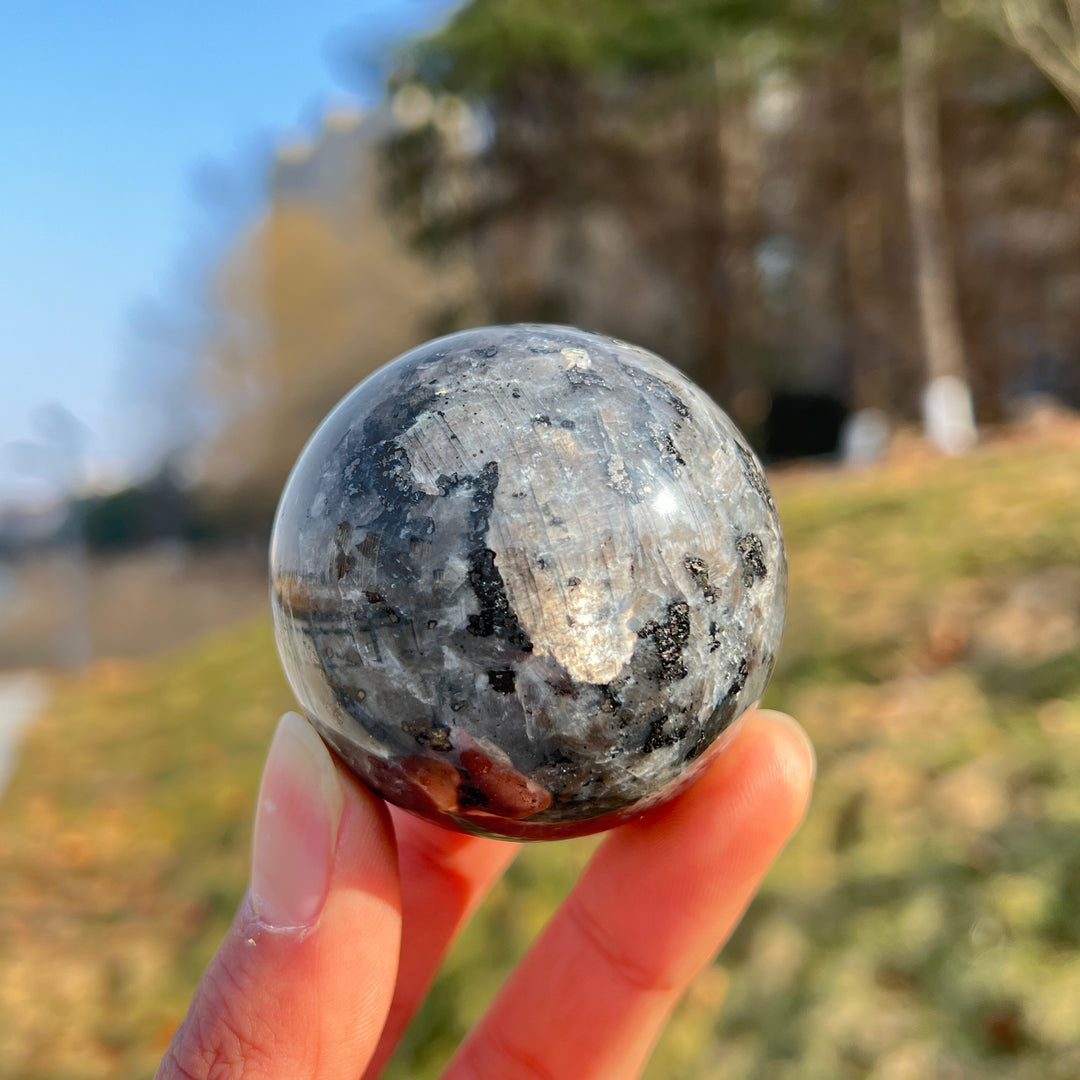 Natural Crystal Larvikite Sphere