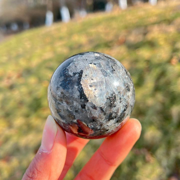 Natural Crystal Larvikite Sphere