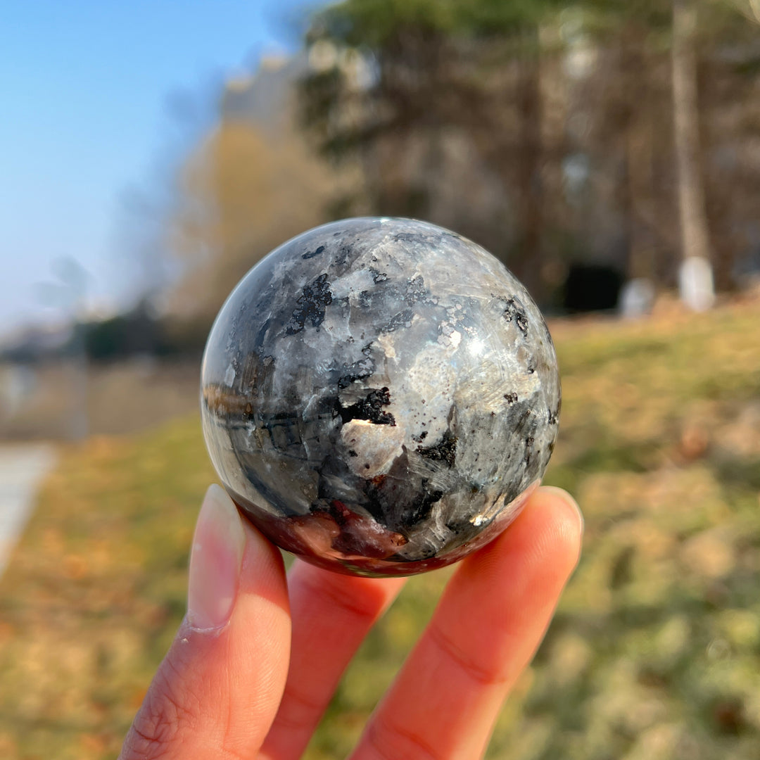 Natural Crystal Larvikite Sphere