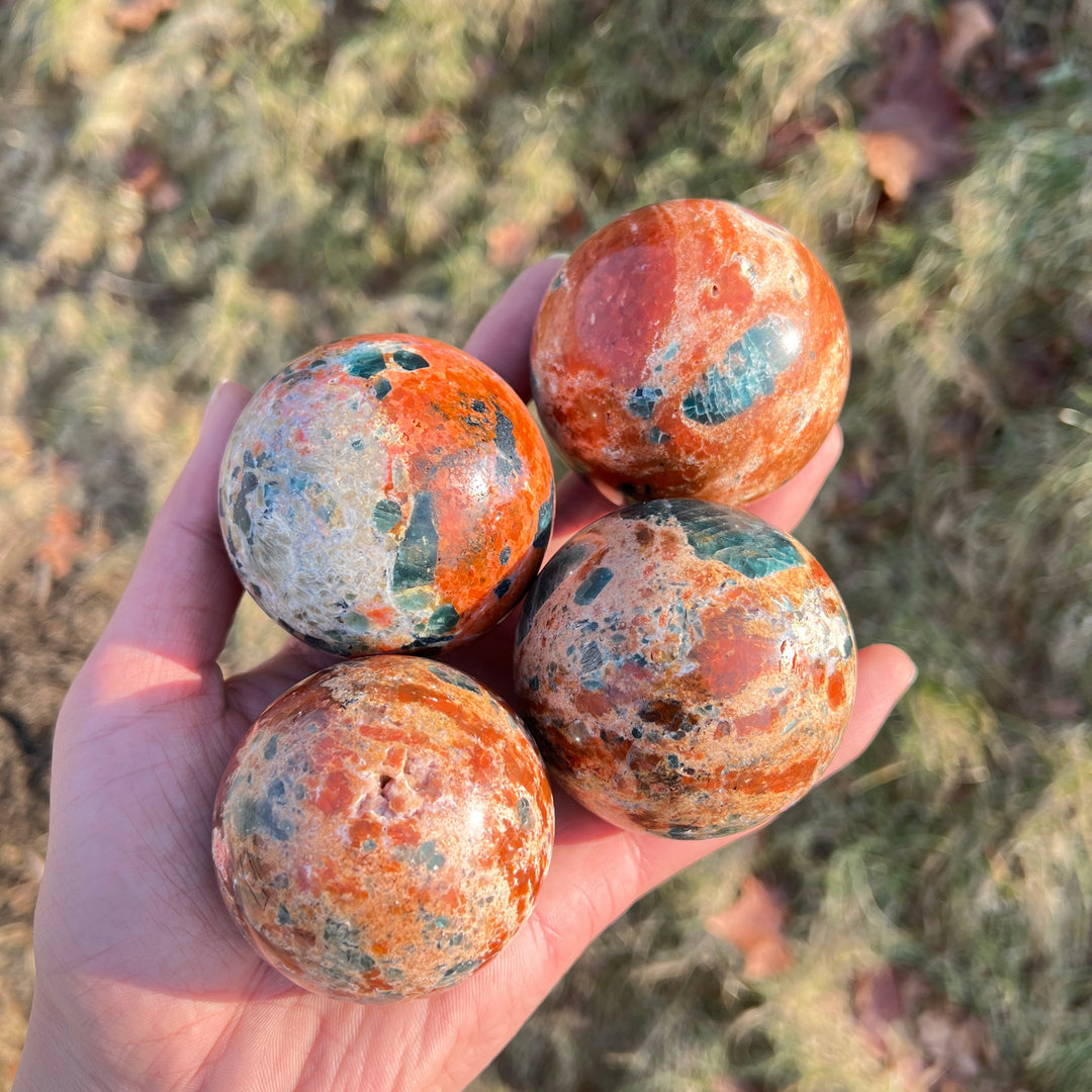 Natural Blue Apatite With Calcite Sphere