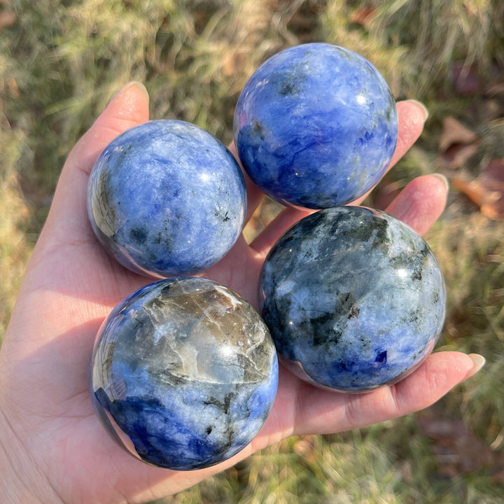 Natural Blue and White Porcelain Sodalite Sphere