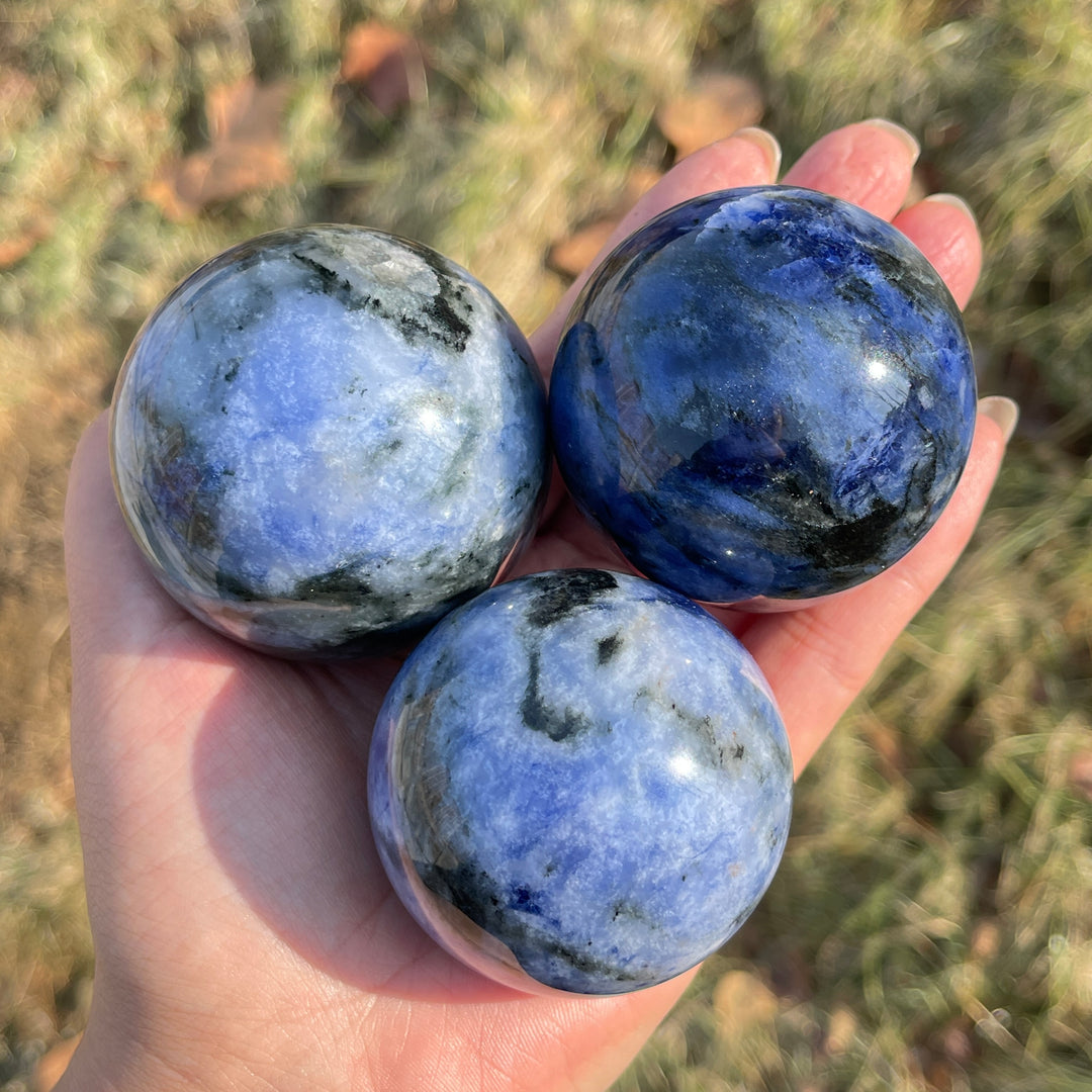 Natural Blue and White Porcelain Sodalite Sphere