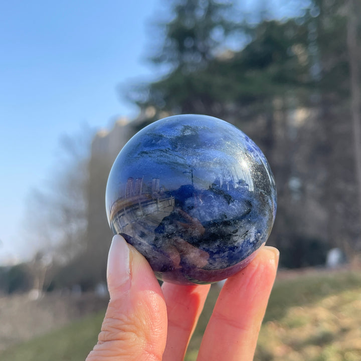 Natural Blue and White Porcelain Sodalite Sphere