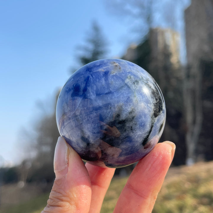 Natural Blue and White Porcelain Sodalite Sphere