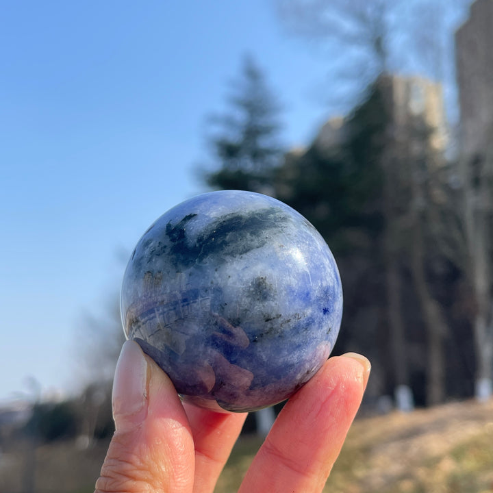 Natural Blue and White Porcelain Sodalite Sphere