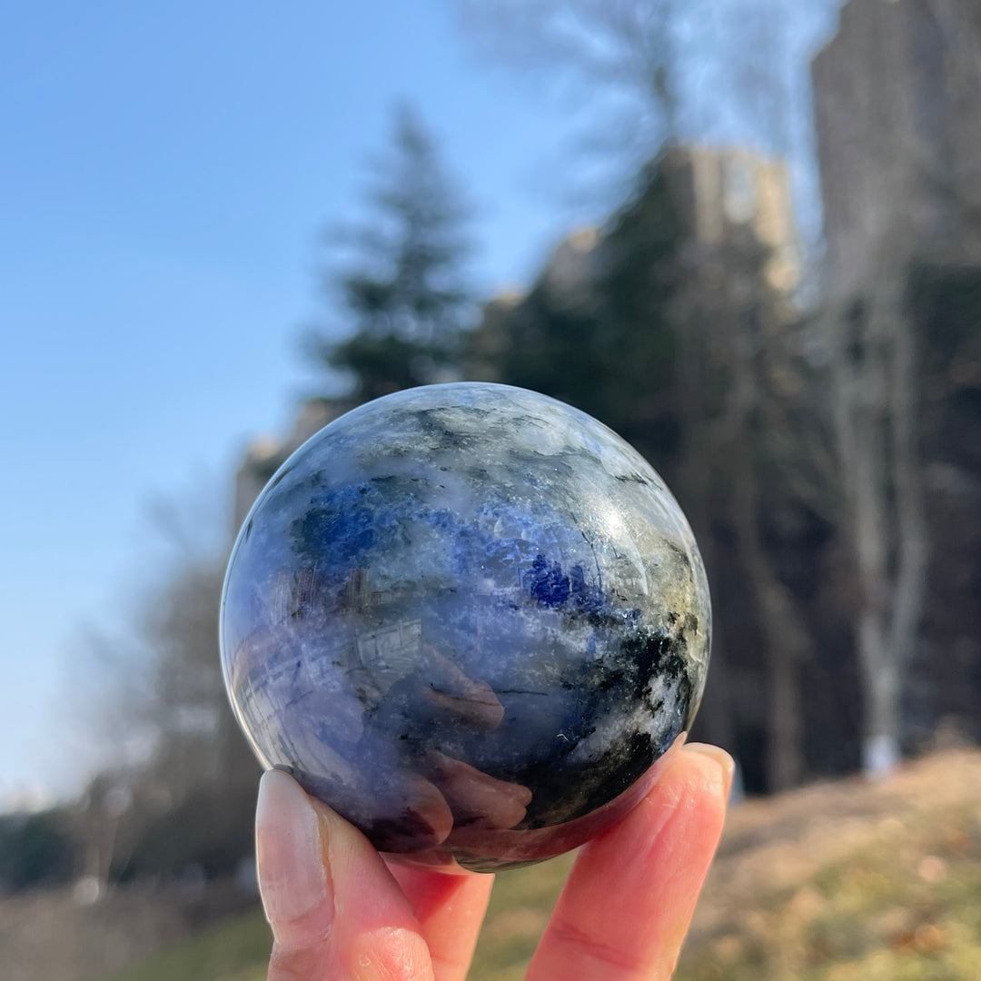 Natural Blue and White Porcelain Sodalite Sphere