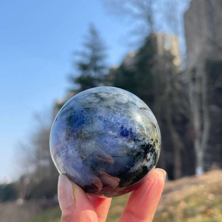 Natural Blue and White Porcelain Sodalite Sphere