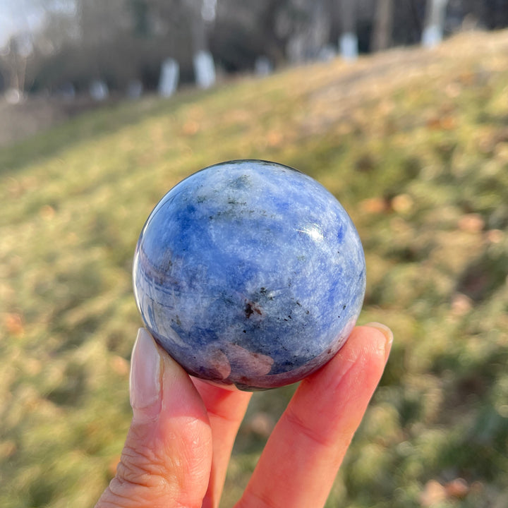 Natural Blue and White Porcelain Sodalite Sphere