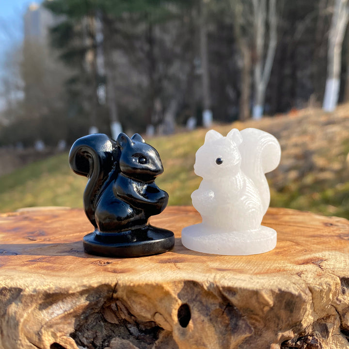 Natural Crystal Holding Pinecone Squirrel