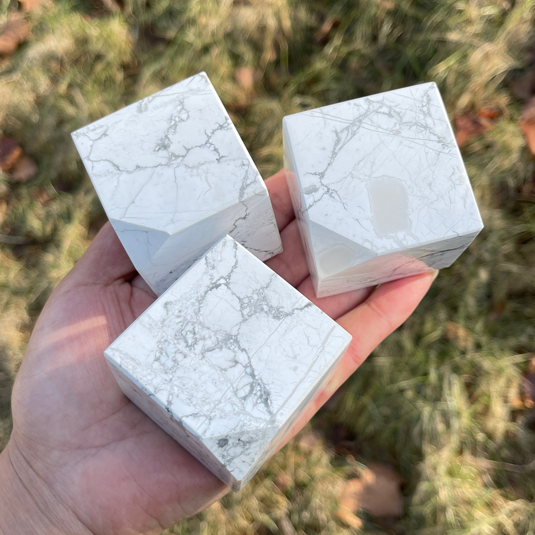 Natural Crystal Howlite Cube