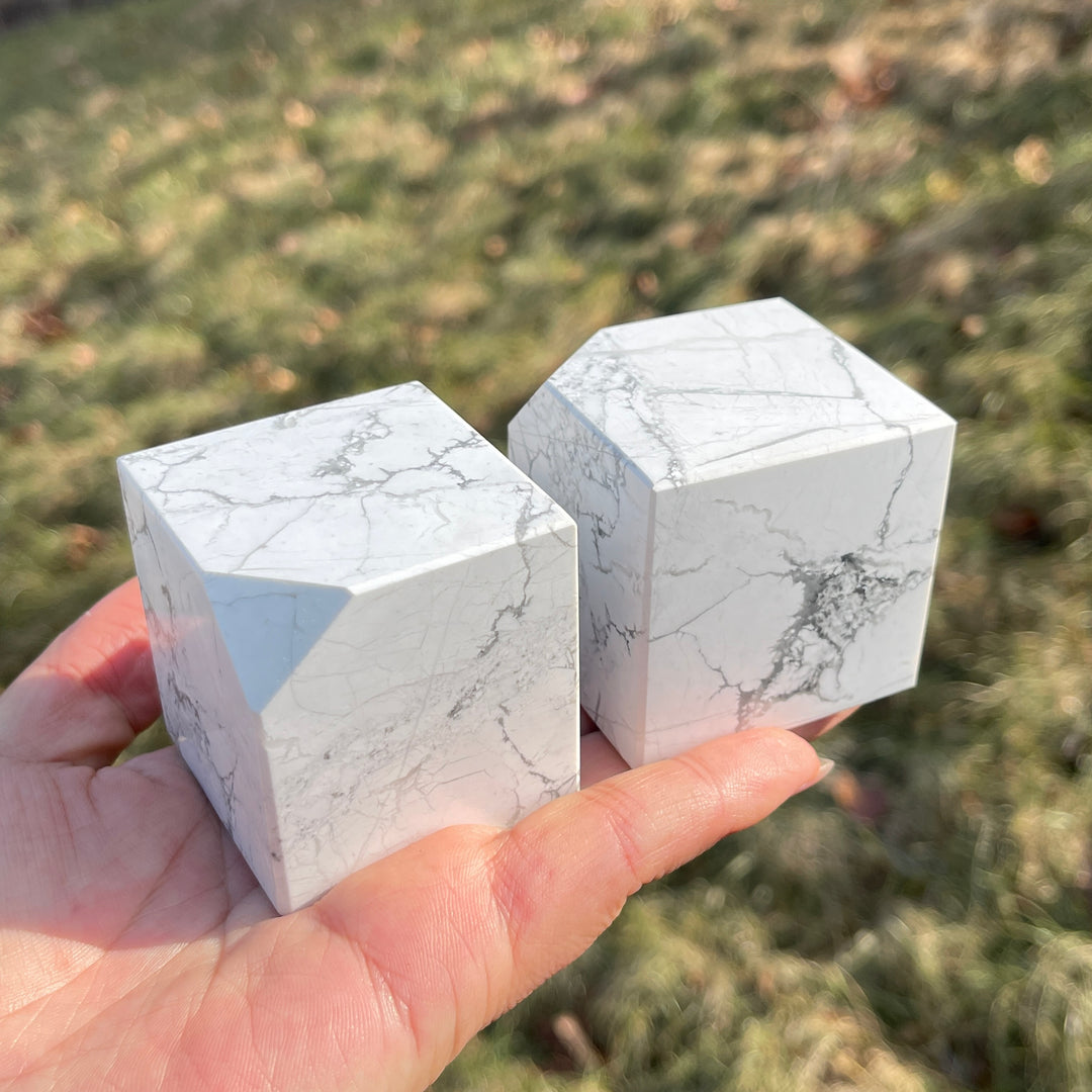 Natural Crystal Howlite Cube