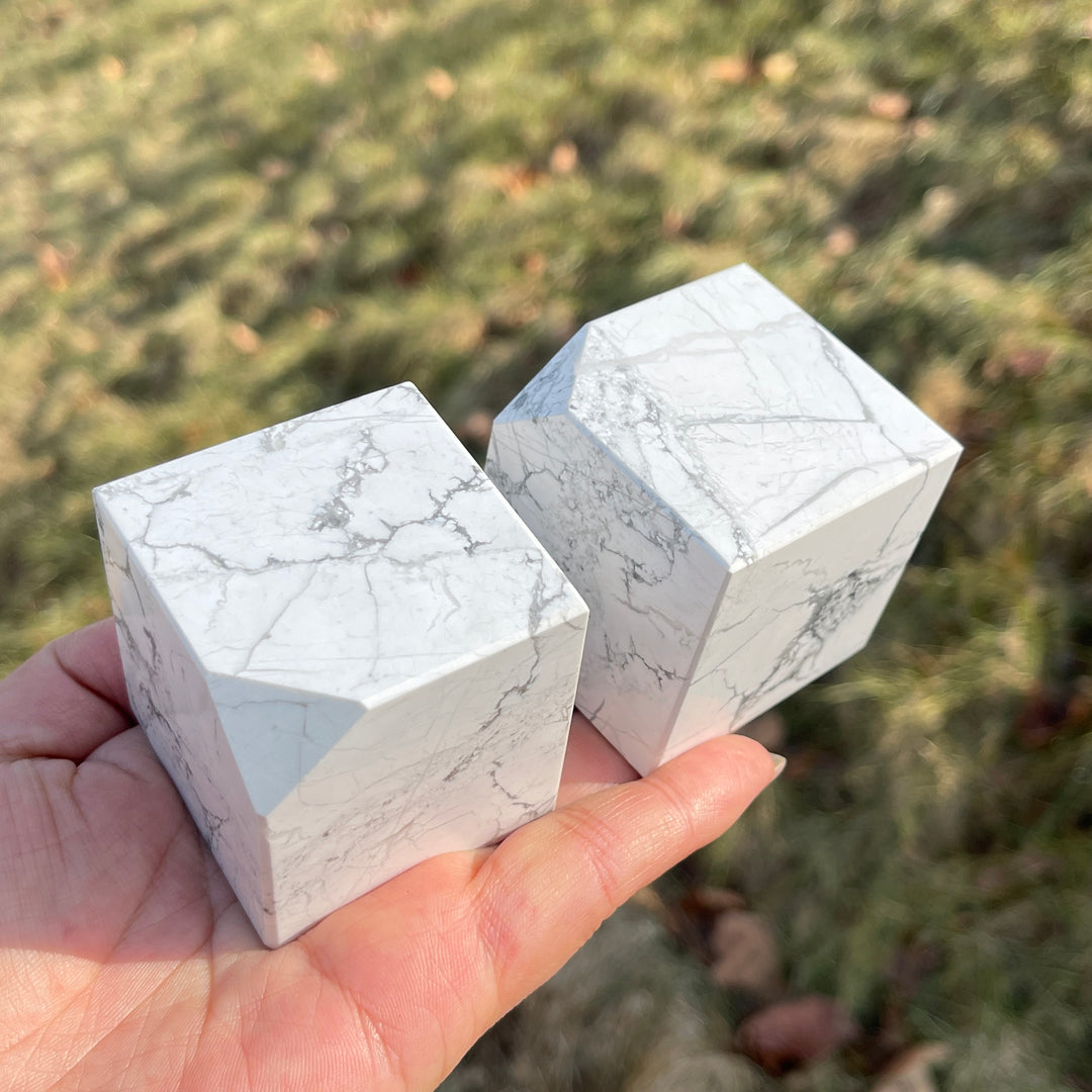 Natural Crystal Howlite Cube