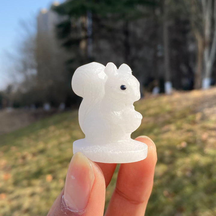 Natural Crystal Holding Pinecone Squirrel