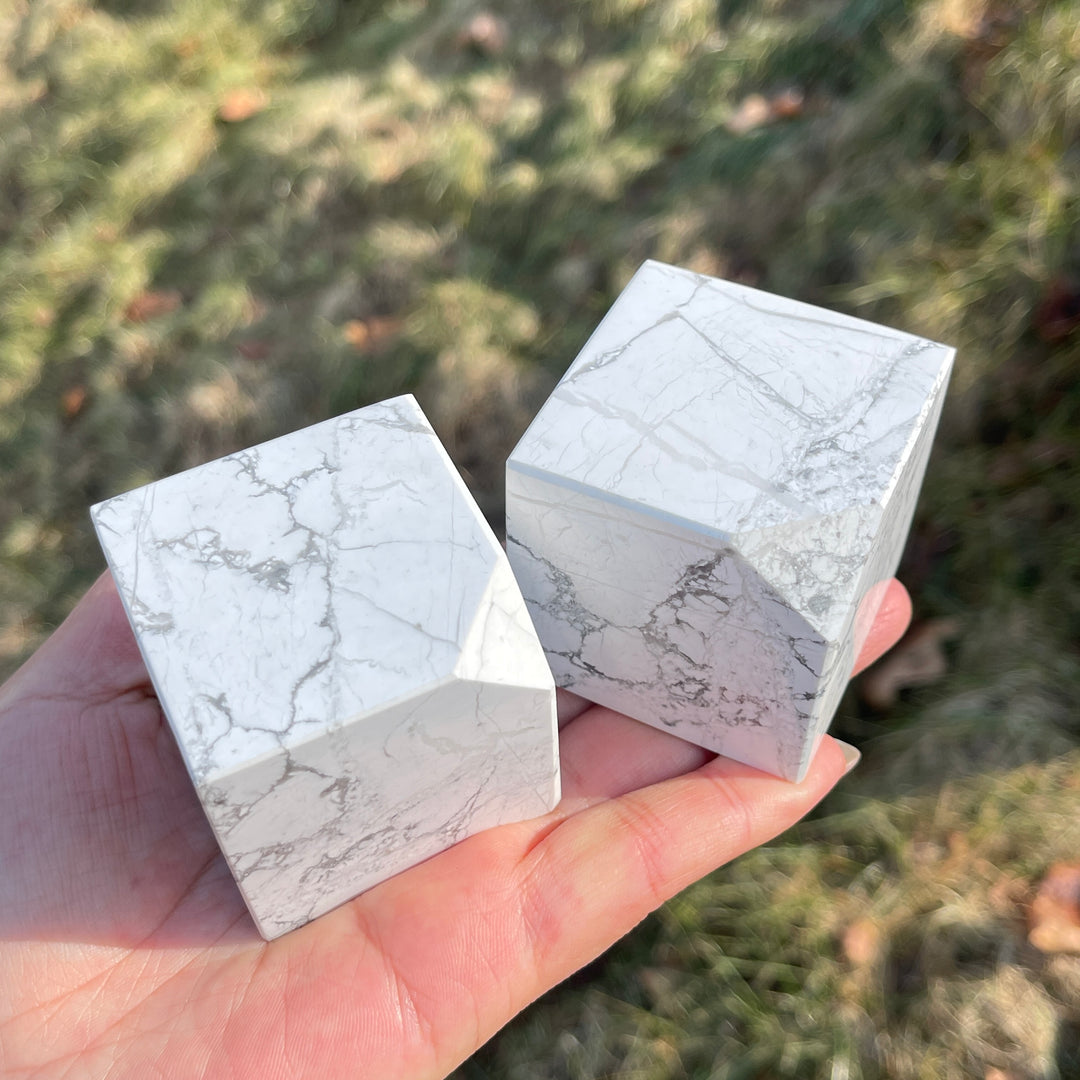 Natural Crystal Howlite Cube