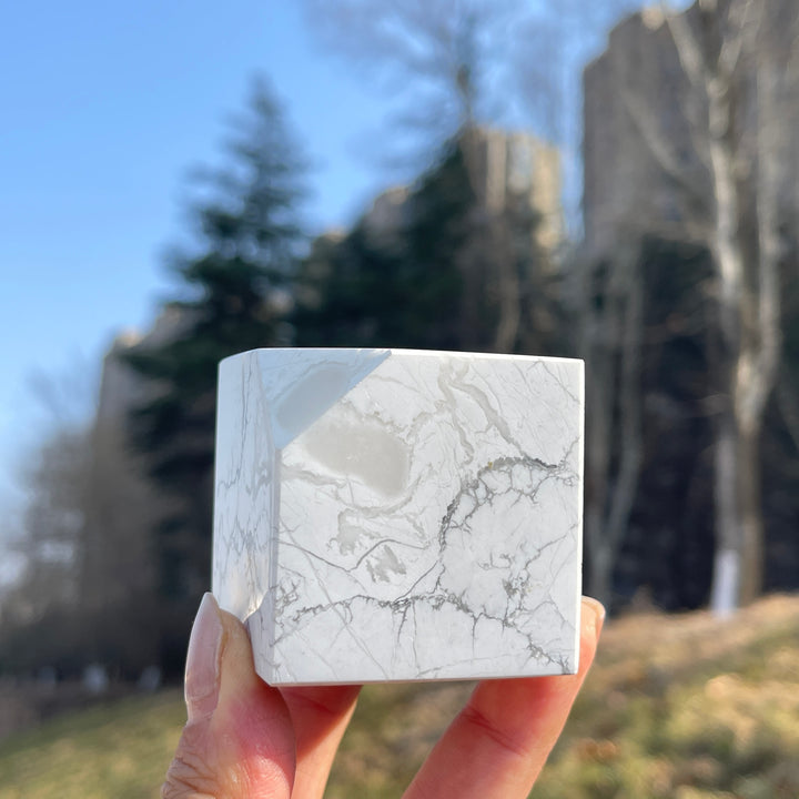 Natural Crystal Howlite Cube