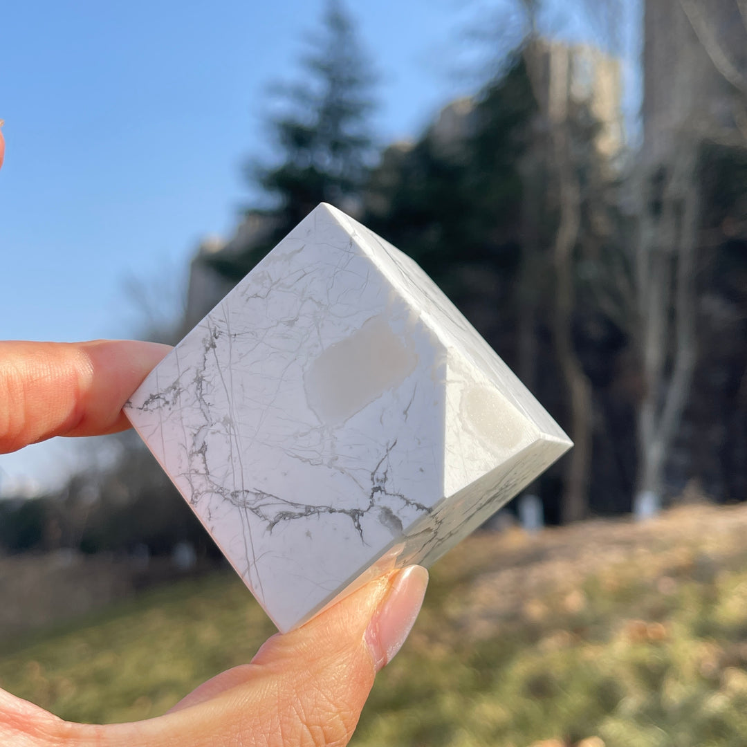 Natural Crystal Howlite Cube