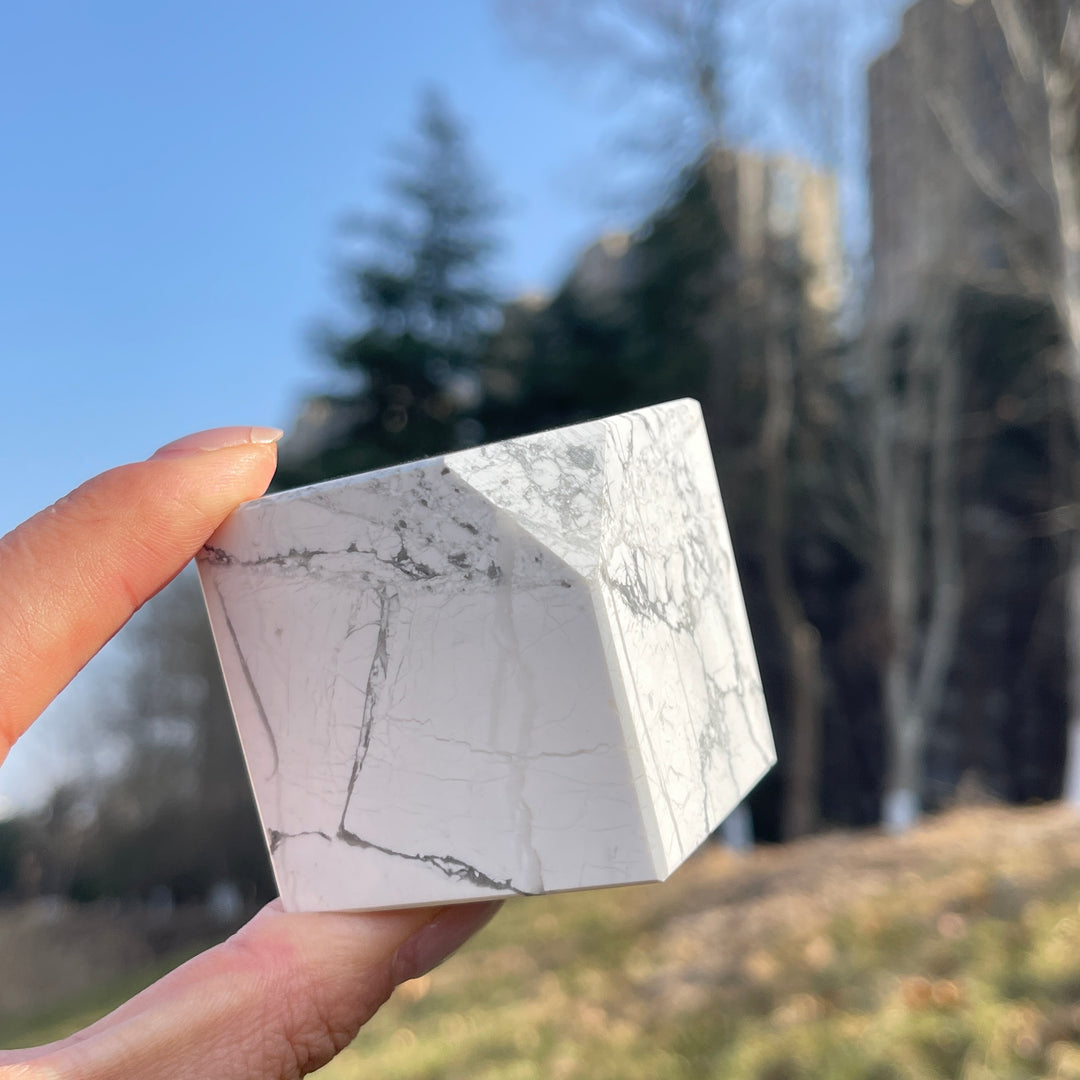 Natural Crystal Howlite Cube