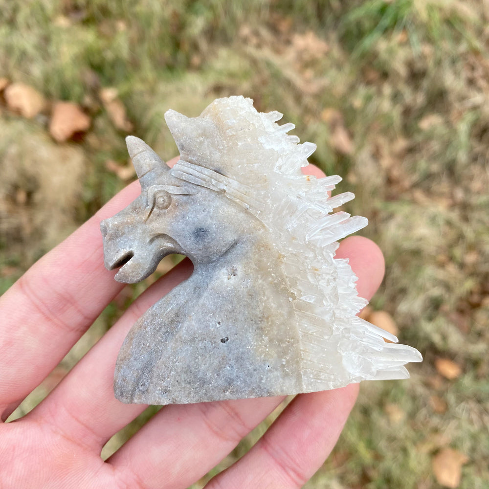 Unique,Natural Clear Quartz Cluster Unicorn