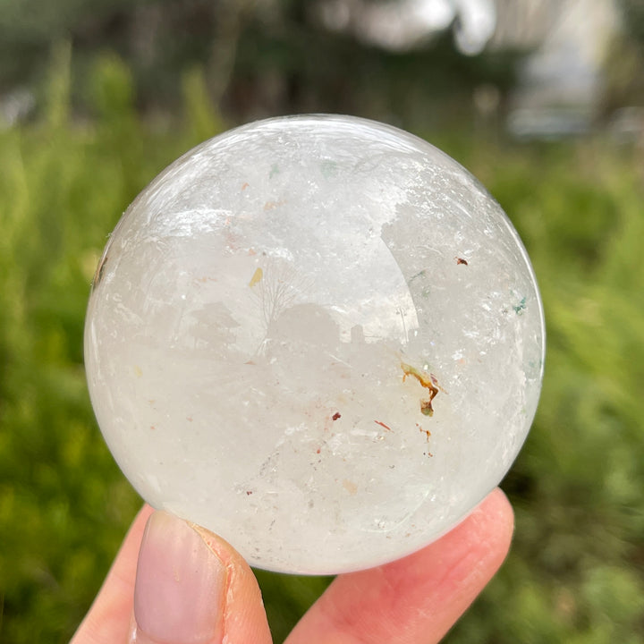 Unique,Natural Clear Quartz with Fuchsite Sphere