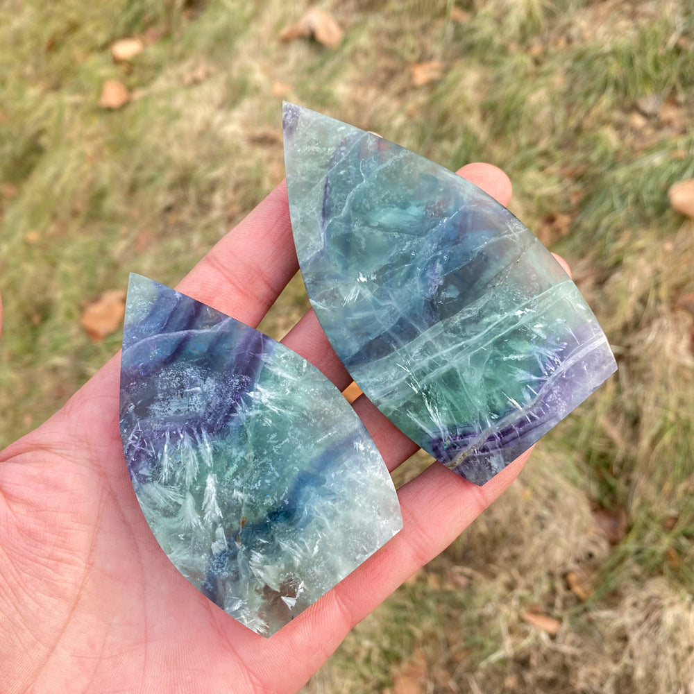 Natural Feather Fluorite Teardrop