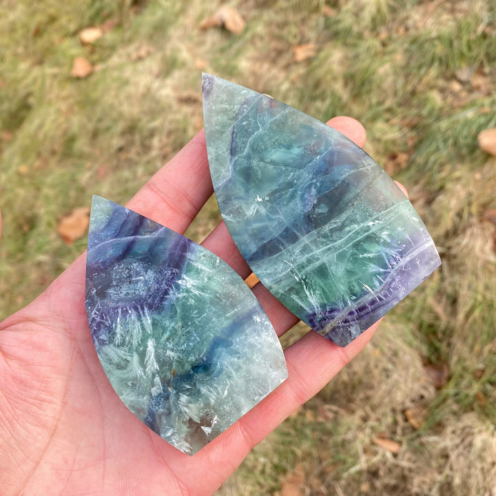 Natural Feather Fluorite Teardrop