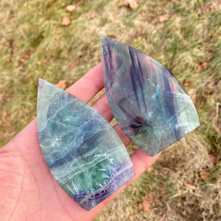 Natural Feather Fluorite Teardrop